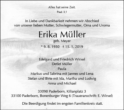 Erinnerungsbild für Erika Müller