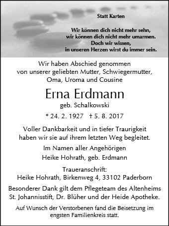 Erinnerungsbild für Erna Erdmann