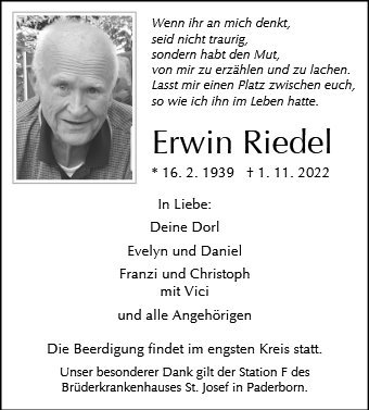 Erinnerungsbild für Erwin Riedel