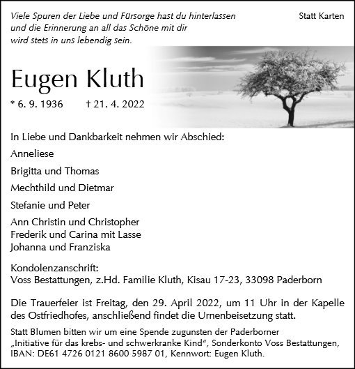 Erinnerungsbild für Eugen Kluth