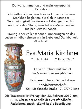 Erinnerungsbild für Eva Maria Kirchner