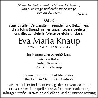 Erinnerungsbild für Eva Maria Knaup