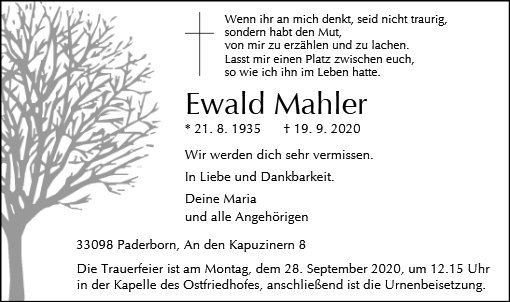 Erinnerungsbild für Ewald Mahler
