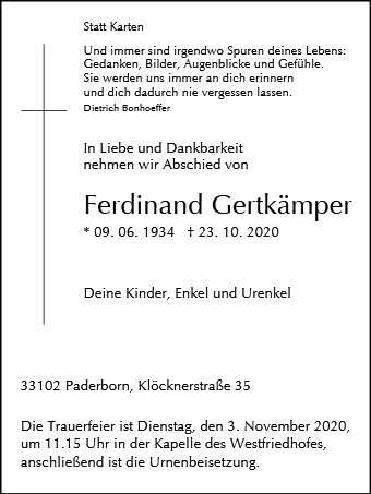 Erinnerungsbild für Ferdinand Gertkämper