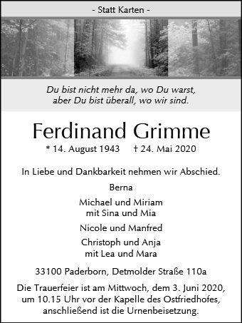 Erinnerungsbild für Ferdinand Grimme