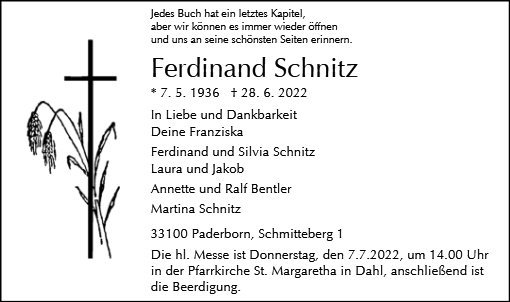Erinnerungsbild für Ferdinand Schnitz