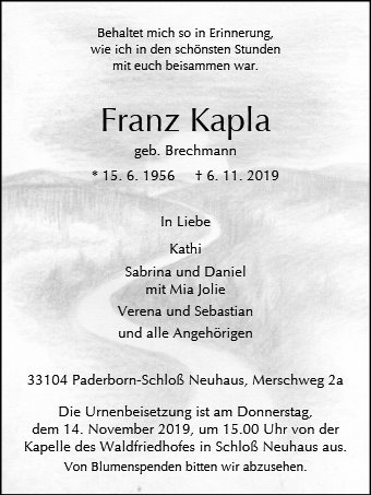 Erinnerungsbild für Franz  Kapla