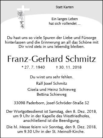 Erinnerungsbild für Franz-Gerhard Schmitz