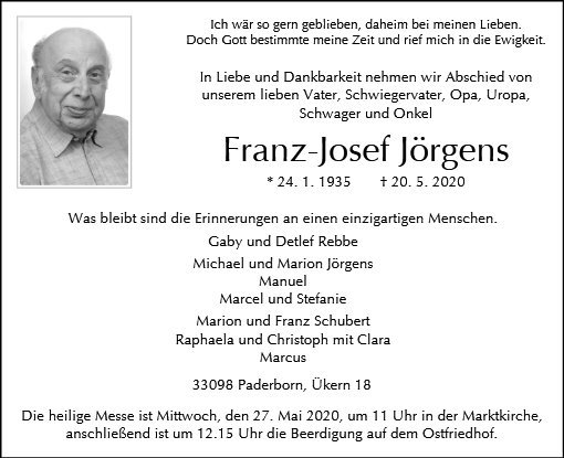 Erinnerungsbild für Franz-Josef Jörgens