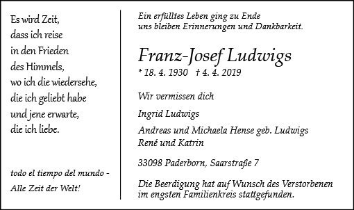 Erinnerungsbild für Franz-Josef Ludwigs
