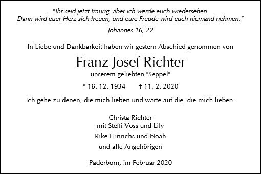 Erinnerungsbild für Franz Josef Richter