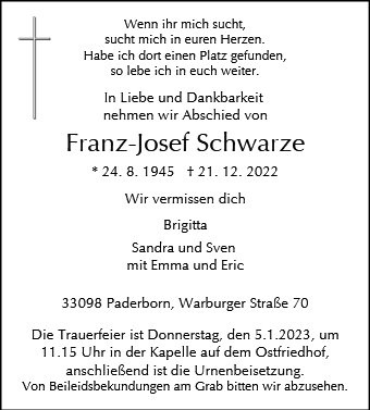 Erinnerungsbild für Franz-Josef Schwarze