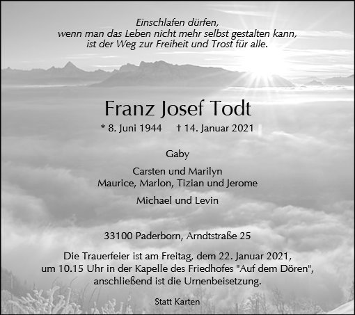 Erinnerungsbild für Franz Josef Todt