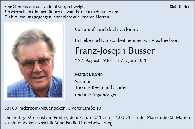 Erinnerungsbild für Franz Joseph Bussen