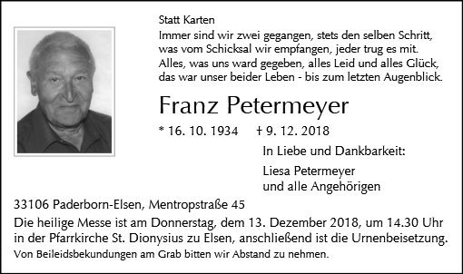 Erinnerungsbild für Franz Petermeyer