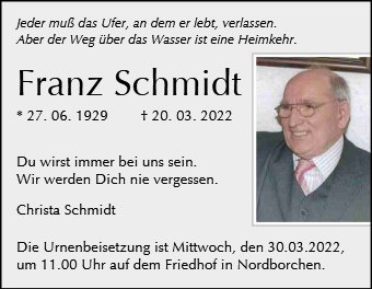 Erinnerungsbild für Franz Schmidt