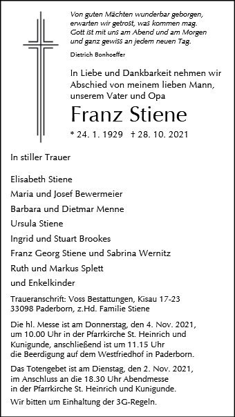Erinnerungsbild für Franz Stiene