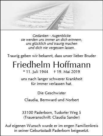 Erinnerungsbild für Friedhelm Hoffmann