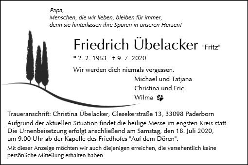 Erinnerungsbild für Friedrich Übelacker