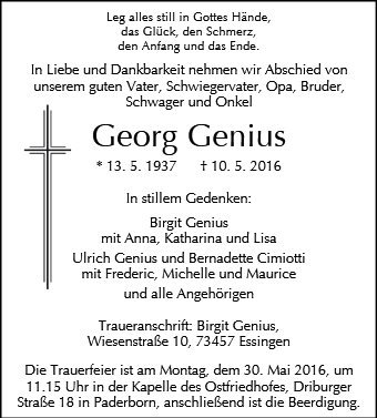Erinnerungsbild für Georg Genius