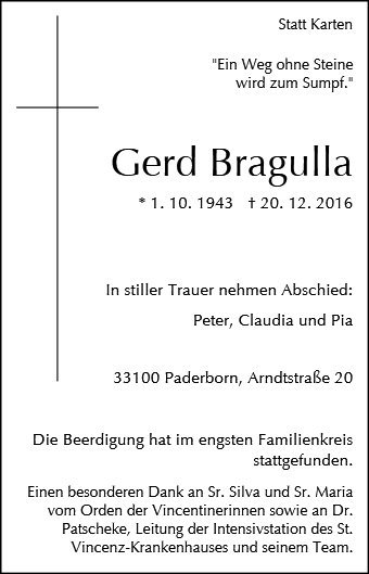 Erinnerungsbild für Gerd Bragulla