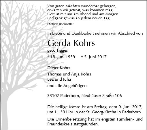Erinnerungsbild für Gerda Kohrs