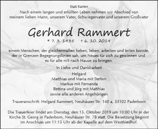 Erinnerungsbild für Gerhard Rammert