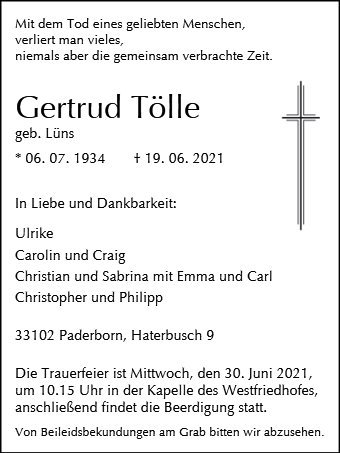 Erinnerungsbild für Gertrud Tölle