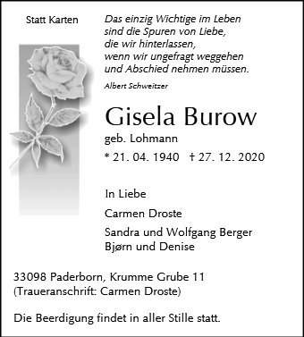 Erinnerungsbild für Gisela Burow