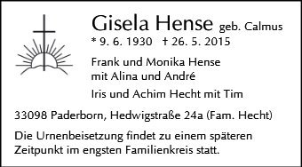 Erinnerungsbild für Gisela Hense