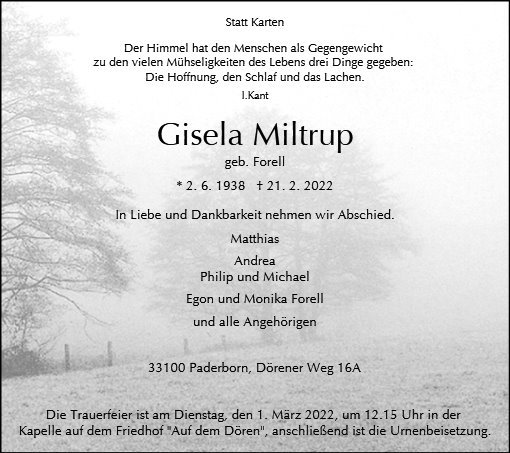 Erinnerungsbild für Gisela Miltrup