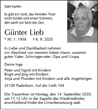Erinnerungsbild für Günter Lieb