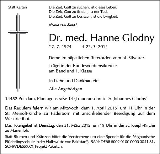 Erinnerungsbild für Dr. med. Hanne Glodny