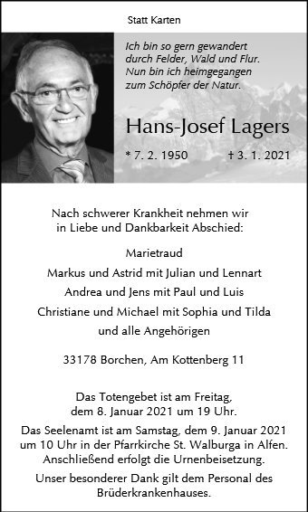 Erinnerungsbild für Hans-Josef Lagers