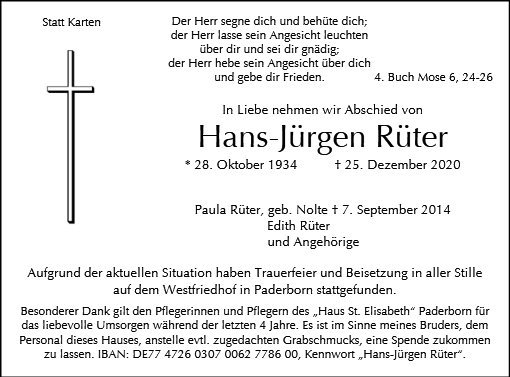 Erinnerungsbild für Hans-Jürgen Rüter