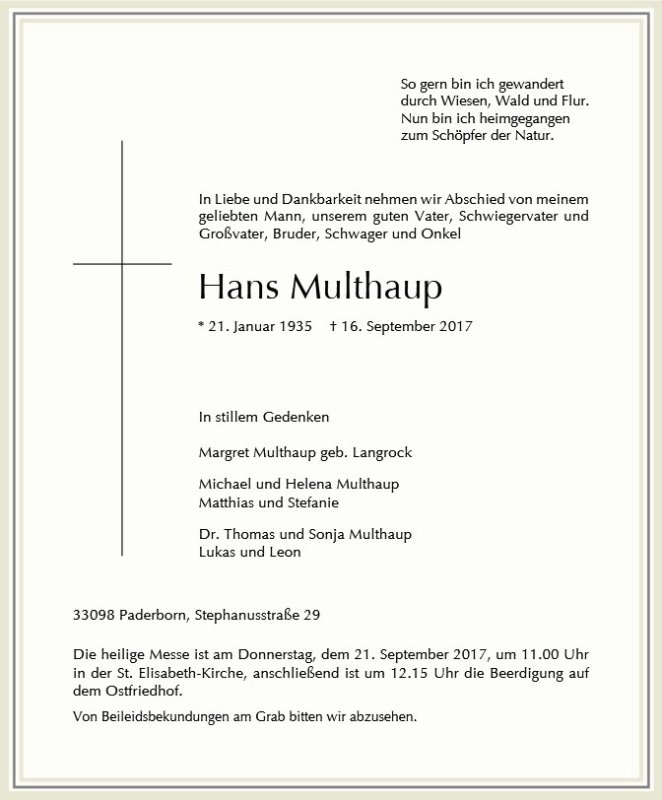 Erinnerungsbild für Hans Multhaup