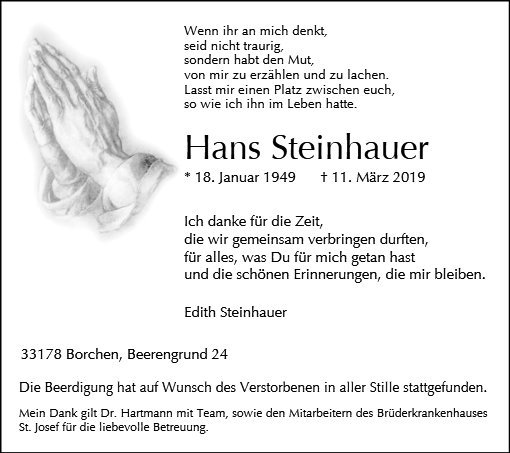 Erinnerungsbild für Hans Steinhauer