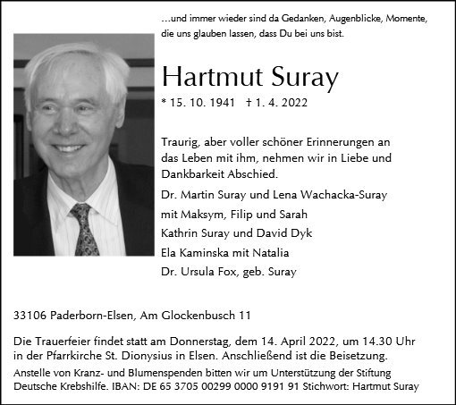 Erinnerungsbild für Hartmut Suray