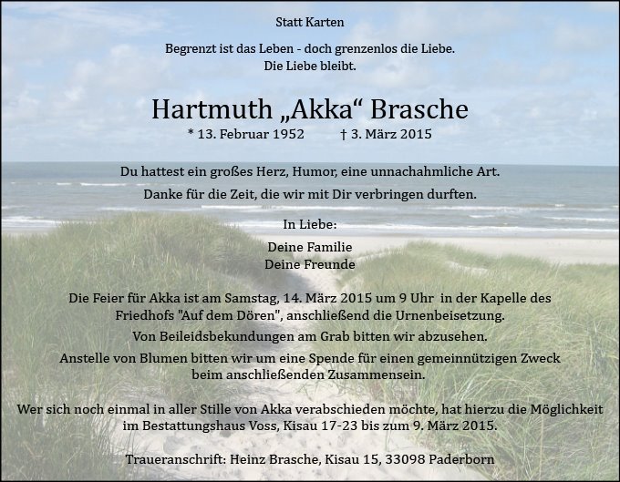 Erinnerungsbild für Hartmuth Brasche