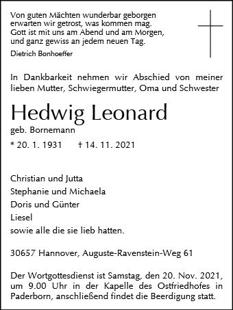 Erinnerungsbild für Hedwig Leonard