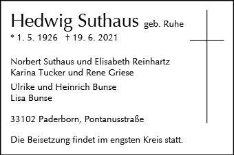 Erinnerungsbild für Hedwig Suthaus