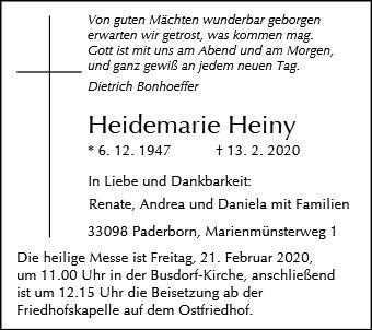 Erinnerungsbild für Heidemarie Heiny