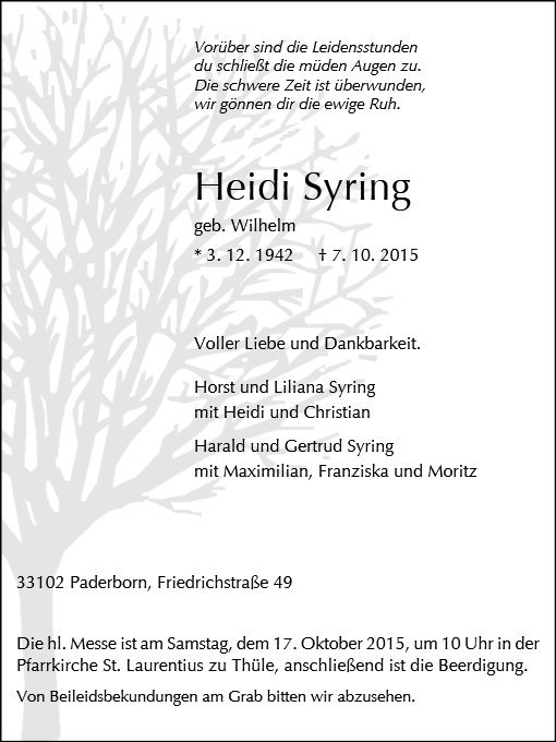 Erinnerungsbild für Heidi Syring