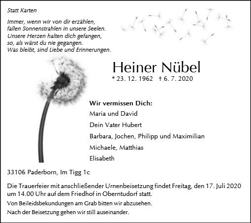 Erinnerungsbild für Heiner Nübel