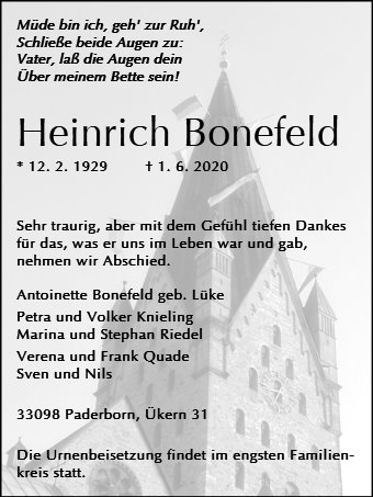 Erinnerungsbild für Heinrich Bonefeld