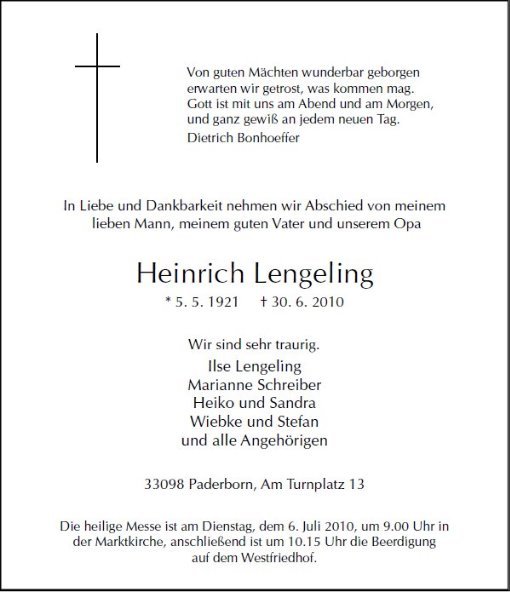 Erinnerungsbild für Heinrich Lengeling
