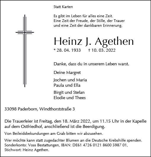 Erinnerungsbild für Heinz Agethen
