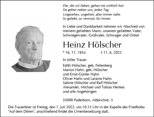Erinnerungsbild für Heinz Hölscher