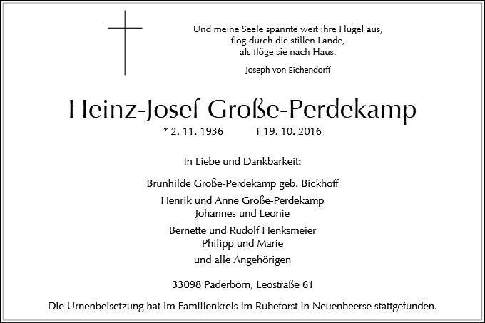 Erinnerungsbild für Heinz-Josef Große-Perdekamp