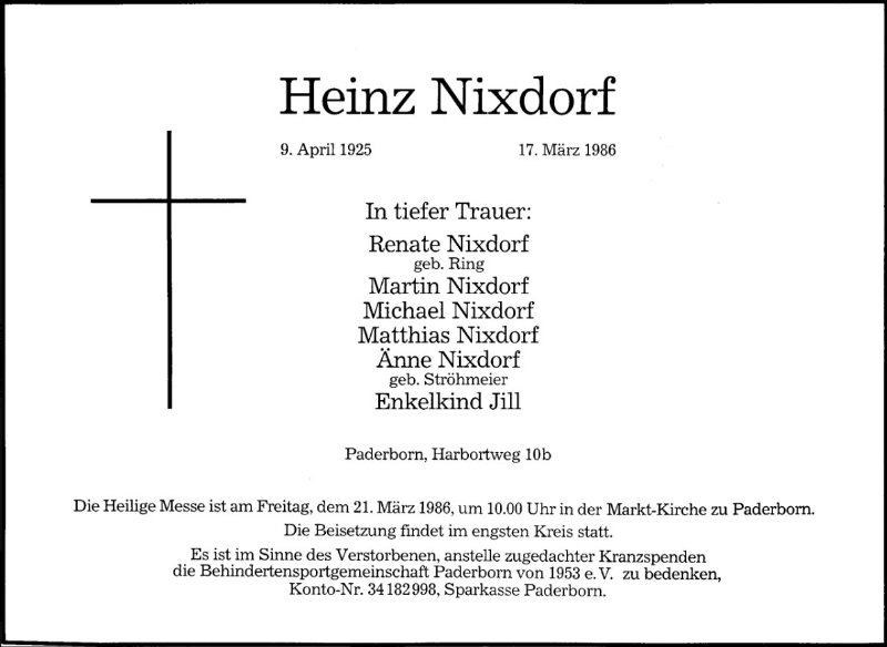 Erinnerungsbild für Heinz Nixdorf